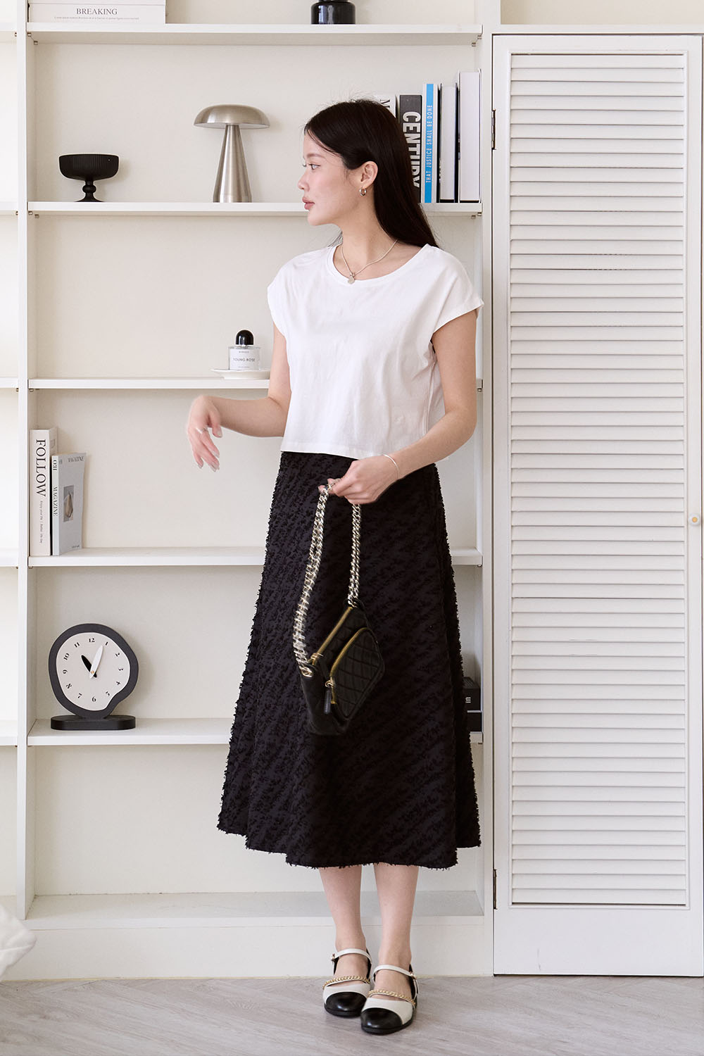 繁花盛開 緹花傘襬中長裙