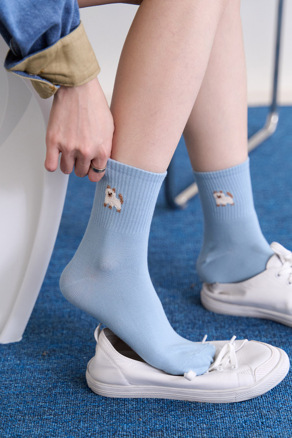 萌寵集合 彩色中筒襪