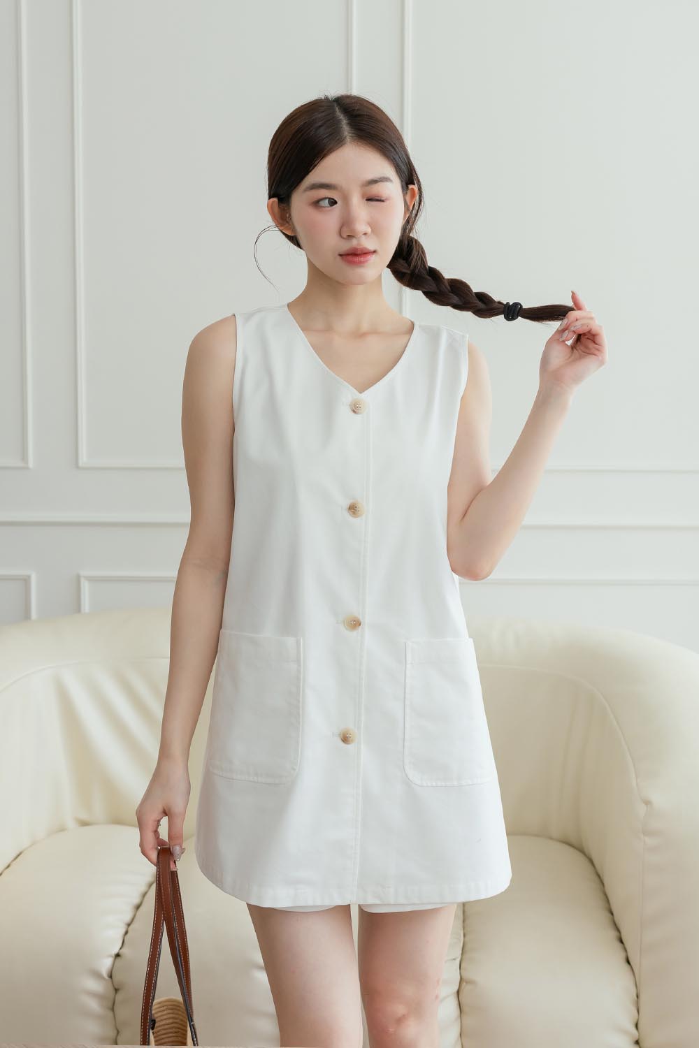 HEALER Made 貴婦小短洋 V領開釦背心短洋短褲套裝