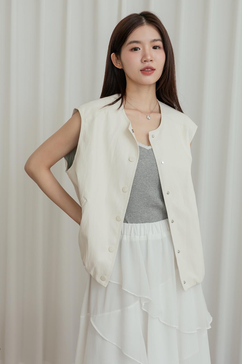 羅曼史 蕾絲細肩帶羅紋背心