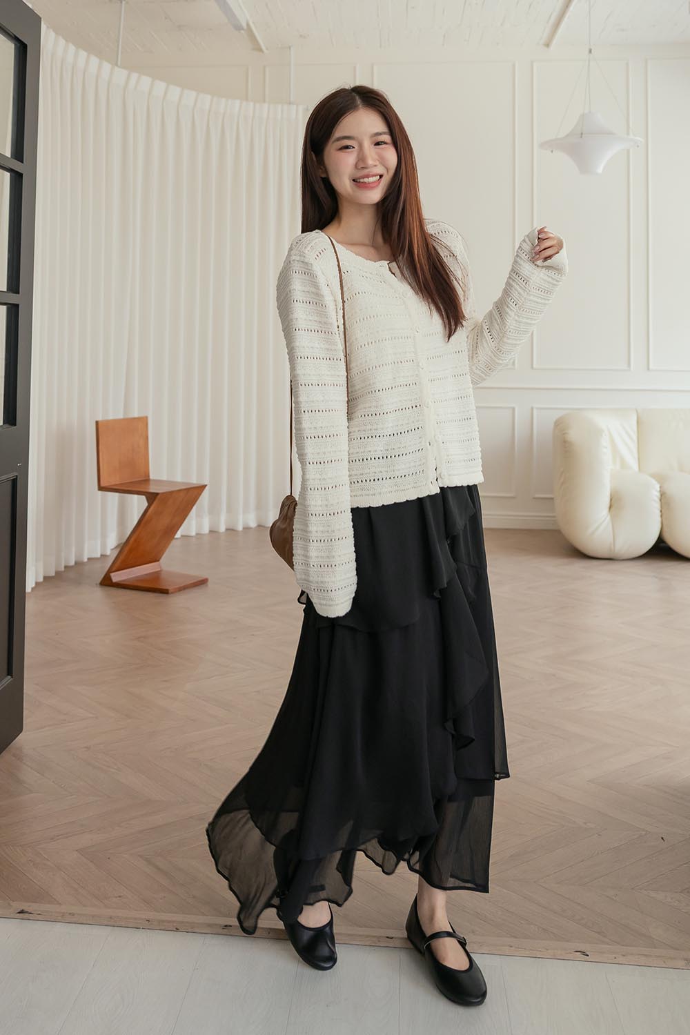 仙女在許願 雪紡不規則波浪長裙