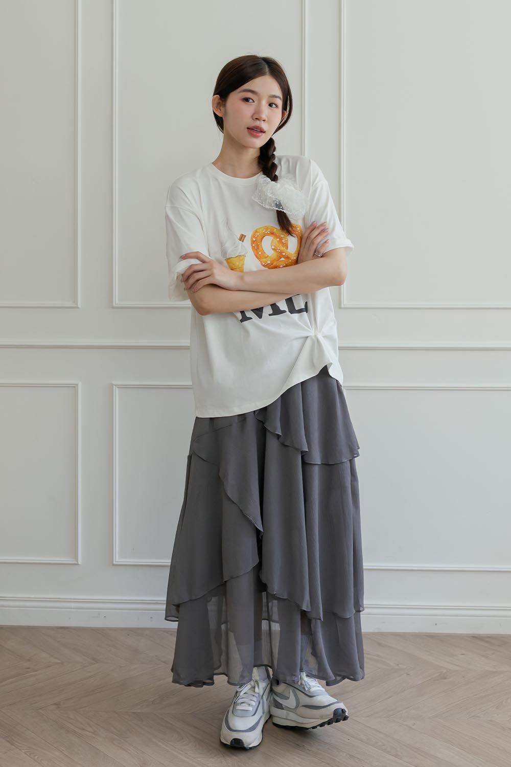 仙女在許願 雪紡不規則波浪長裙