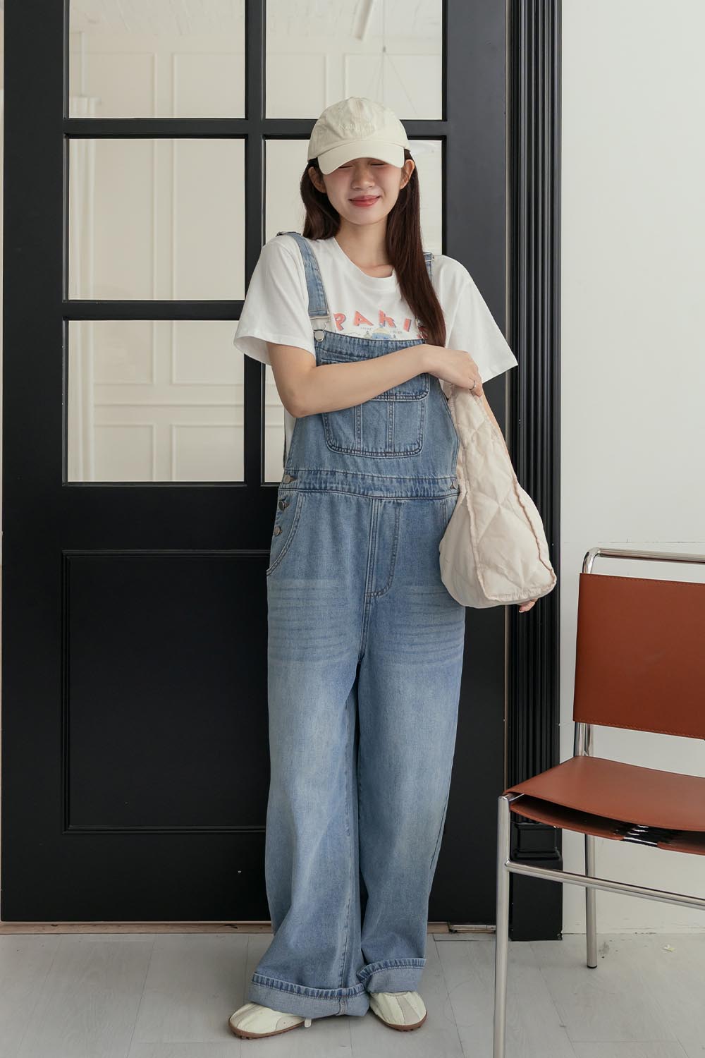 遊樂園 刷色牛仔吊帶褲