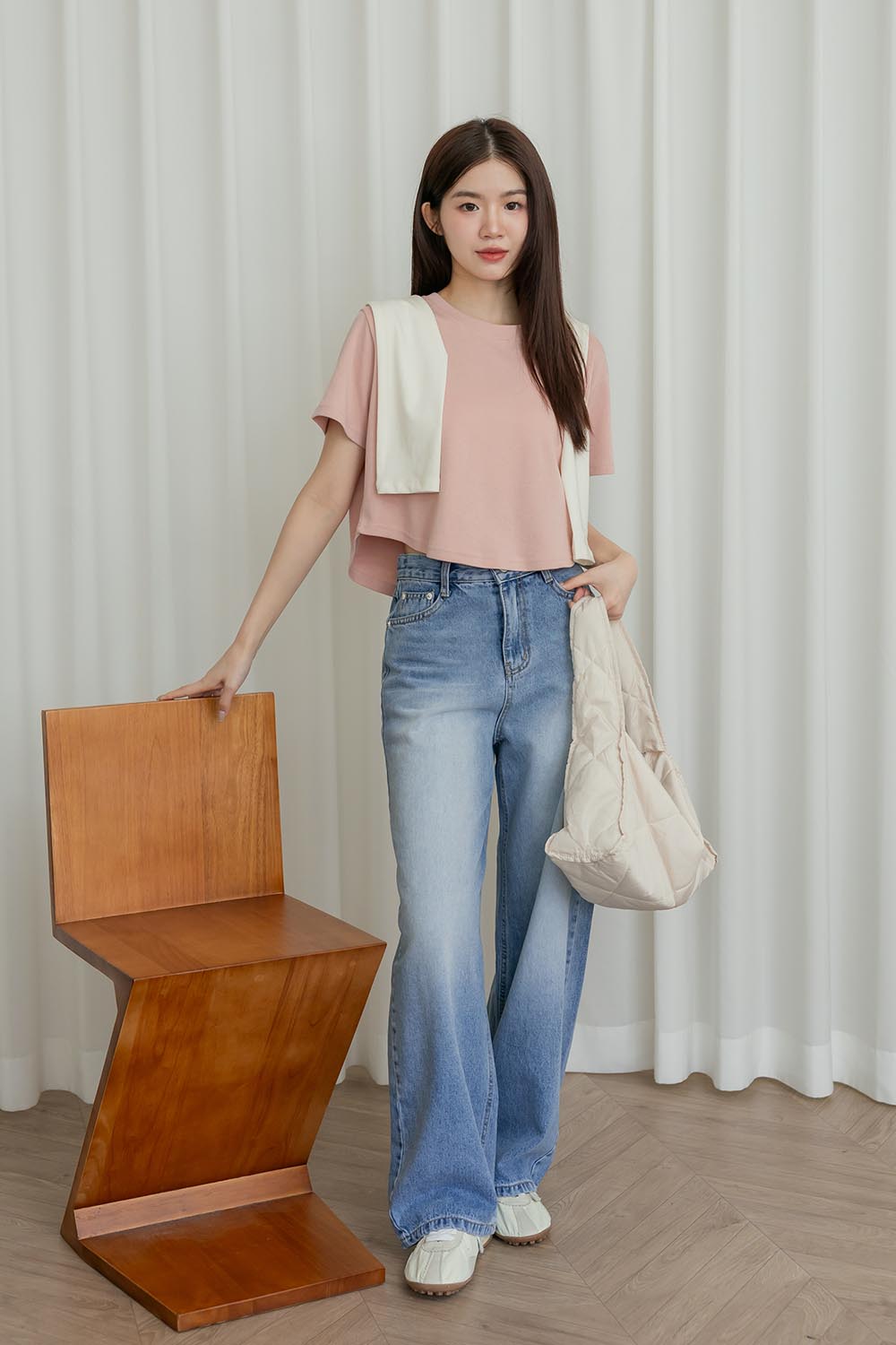 淡海公路 後鬆緊繭型牛仔褲