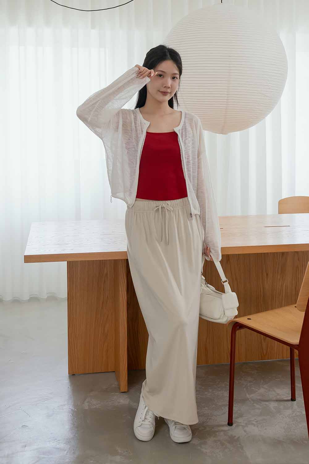 HEALER Made 雪花紛飛 薄透圓領雙拉鍊針織外套