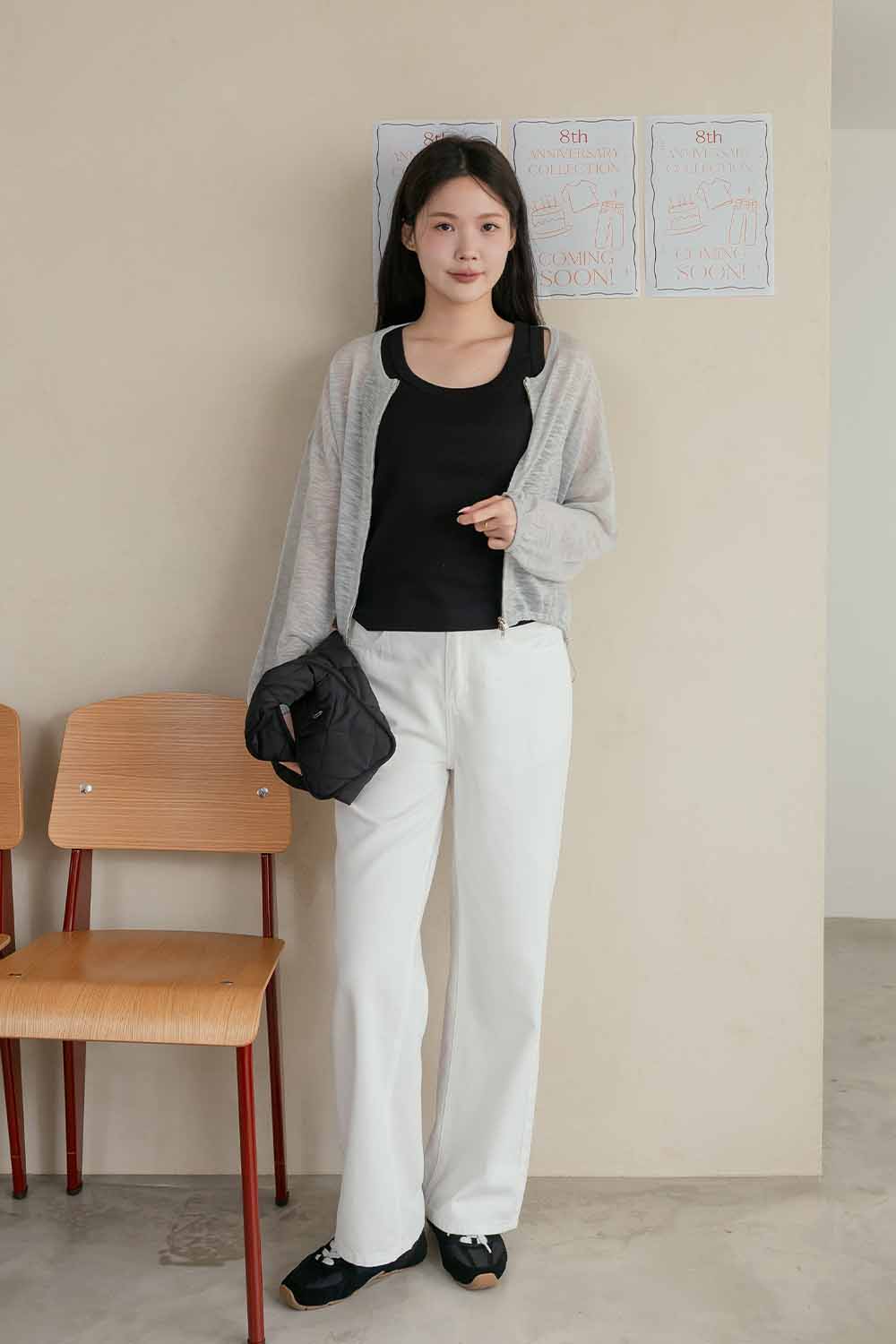 HEALER Made 雪花紛飛 薄透圓領雙拉鍊針織外套