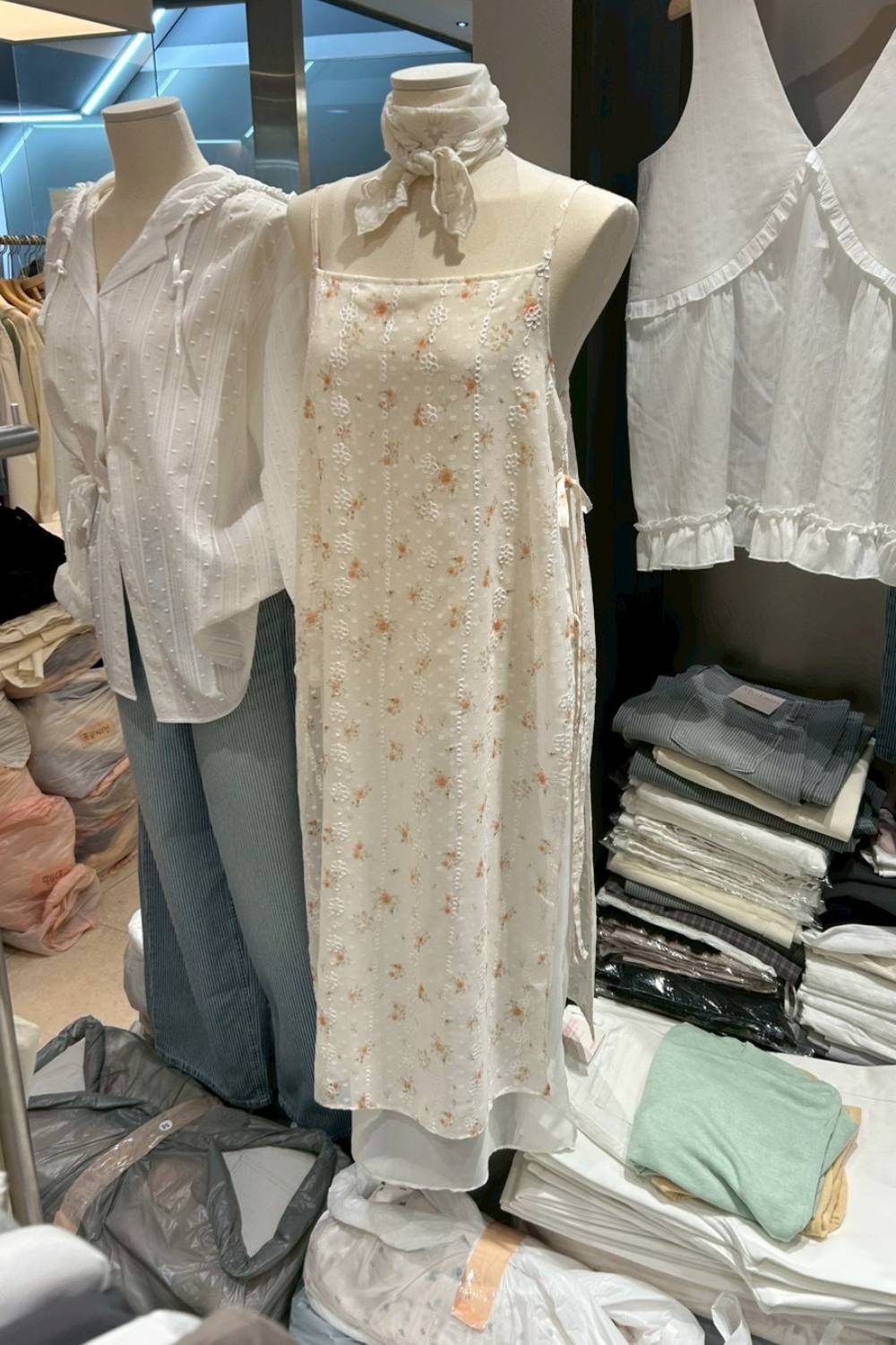 花神 蕾絲繡花雙層側綁帶洋裝