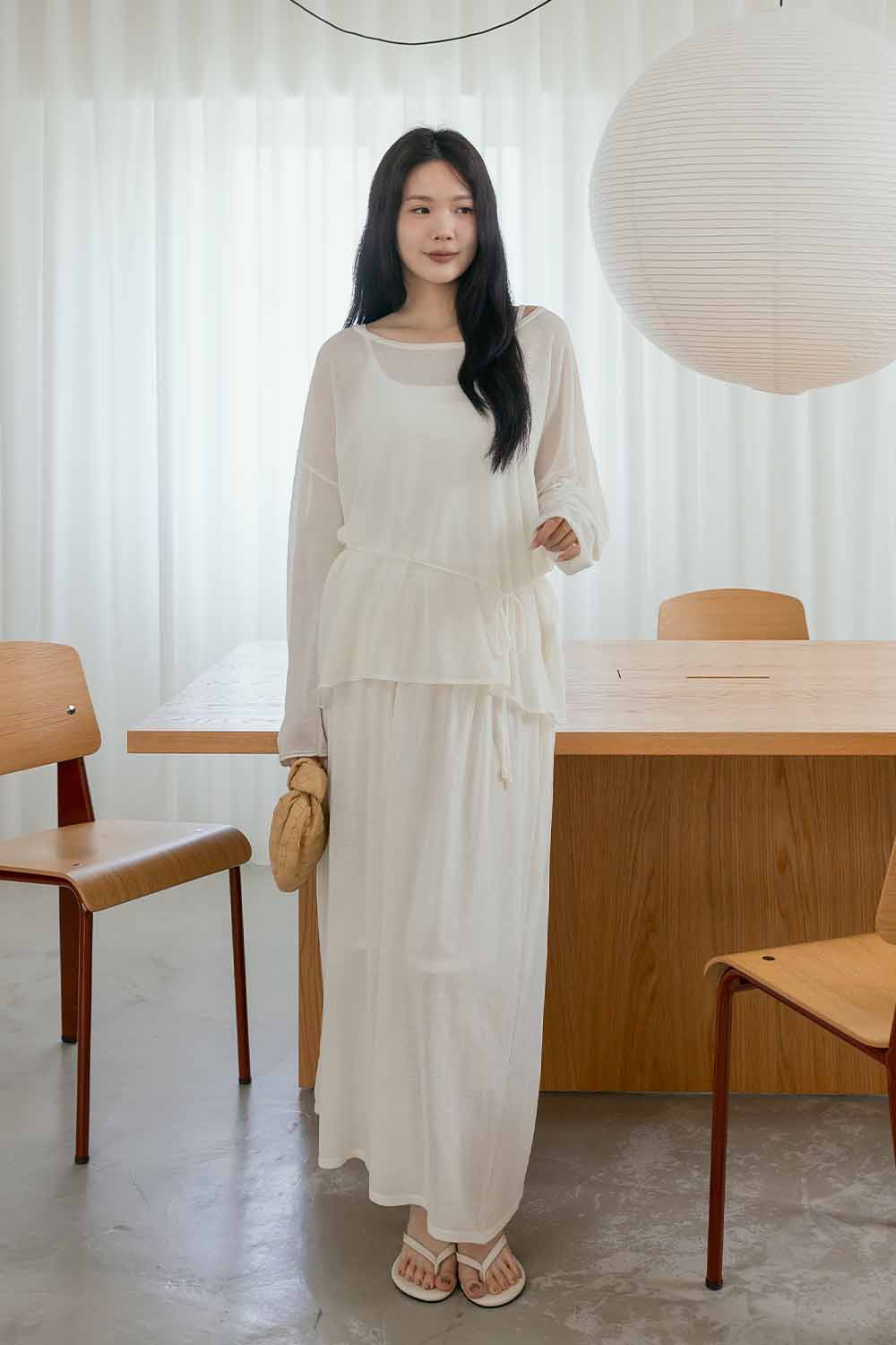 謬思女神 薄料針織衫長裙套裝