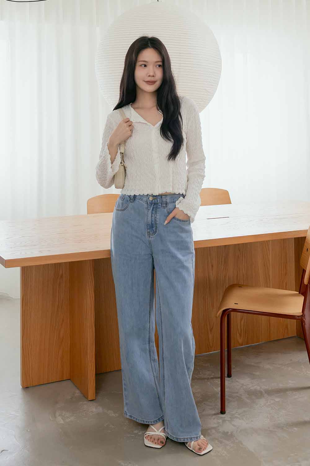 免燙小罩衫 皺褶感開襟上衣