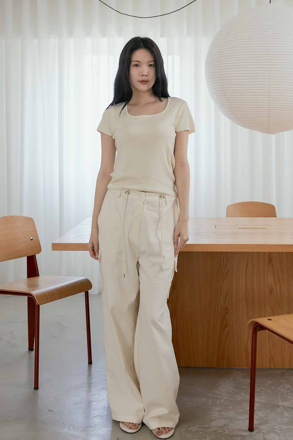個性韓妹 抽繩口袋工裝長褲