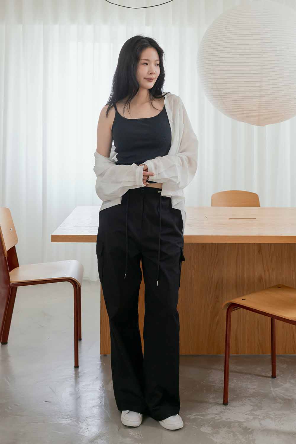 個性韓妹 抽繩口袋工裝長褲