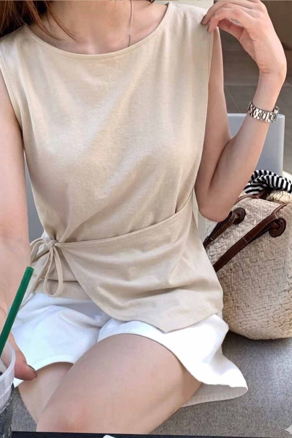 非凡棉背心 側綁造型背心