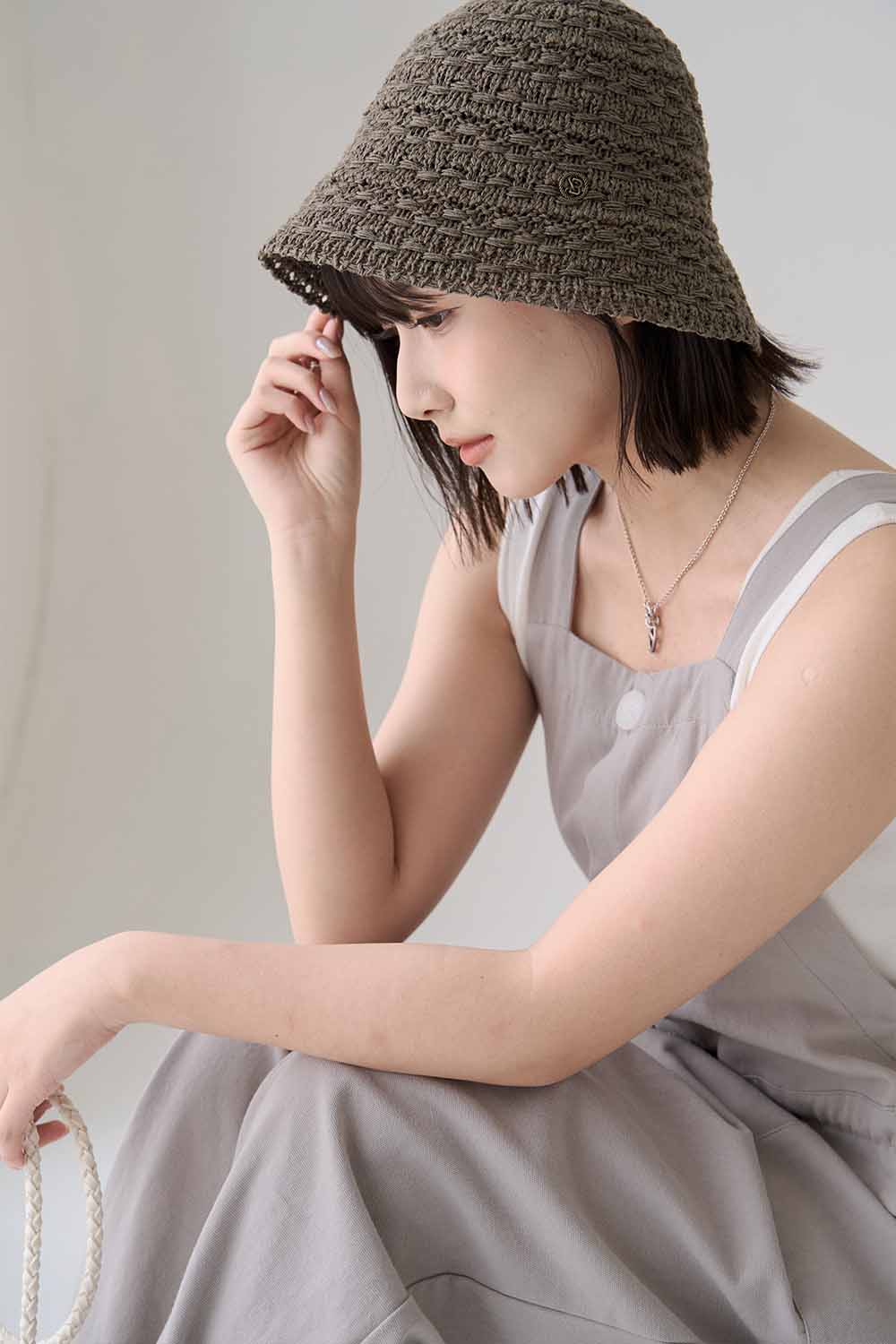 編織夢想 後開衩編織軟草帽