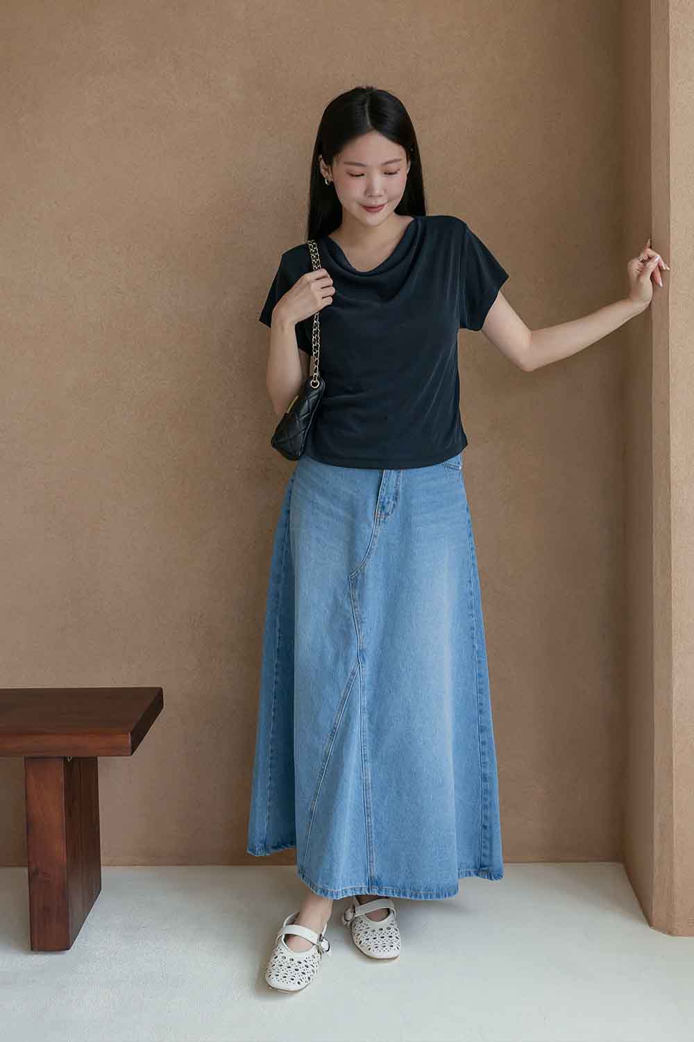 質感蜜桃棉 垂領短袖T