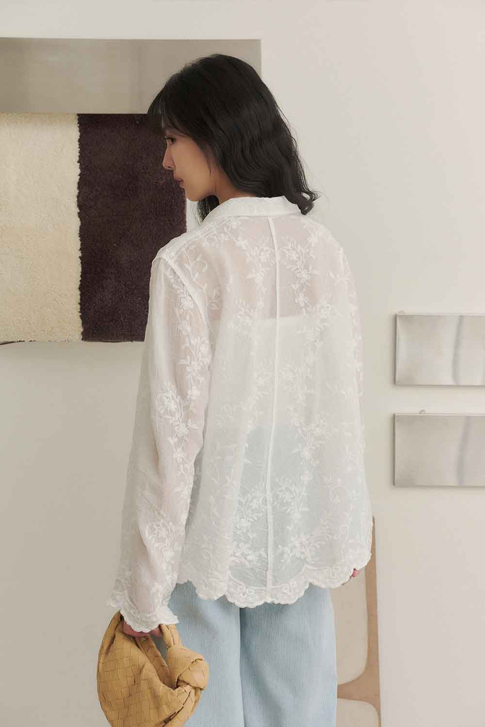 詩意 蕾絲繡花襯衫外套