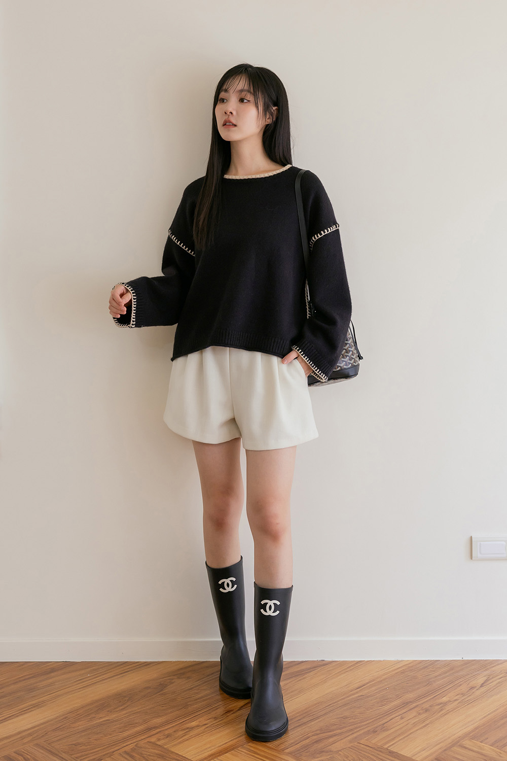 HEALER Made 蒙田 小香風打褶毛料短褲 S/M