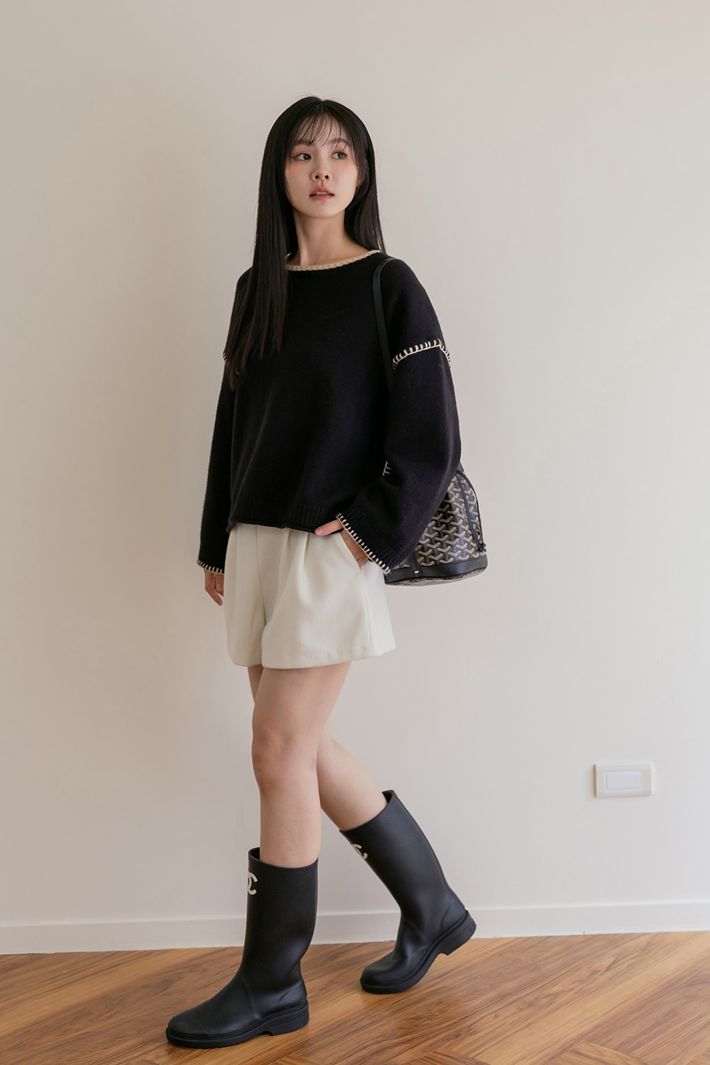 HEALER Made 蒙田 小香風打褶毛料短褲 S/M